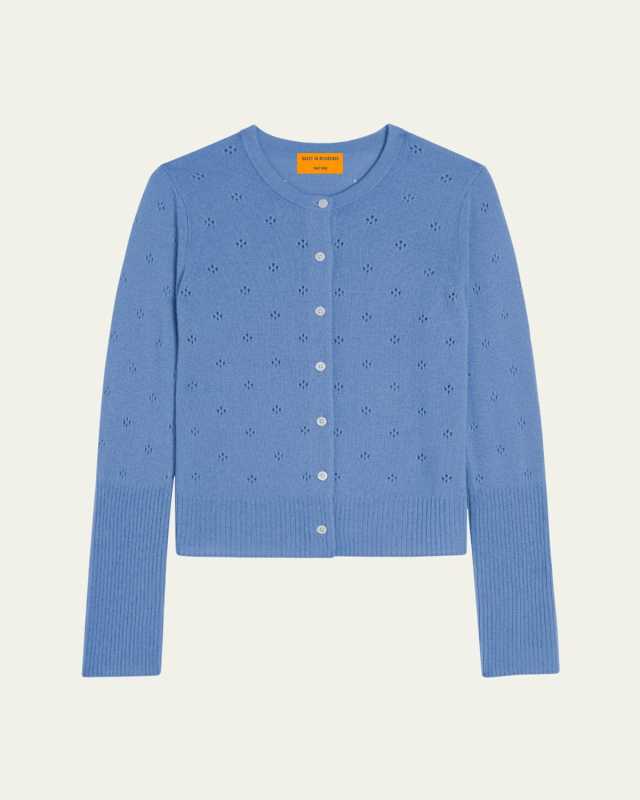 Jane Pointelle-Knit Cashmere Cardigan